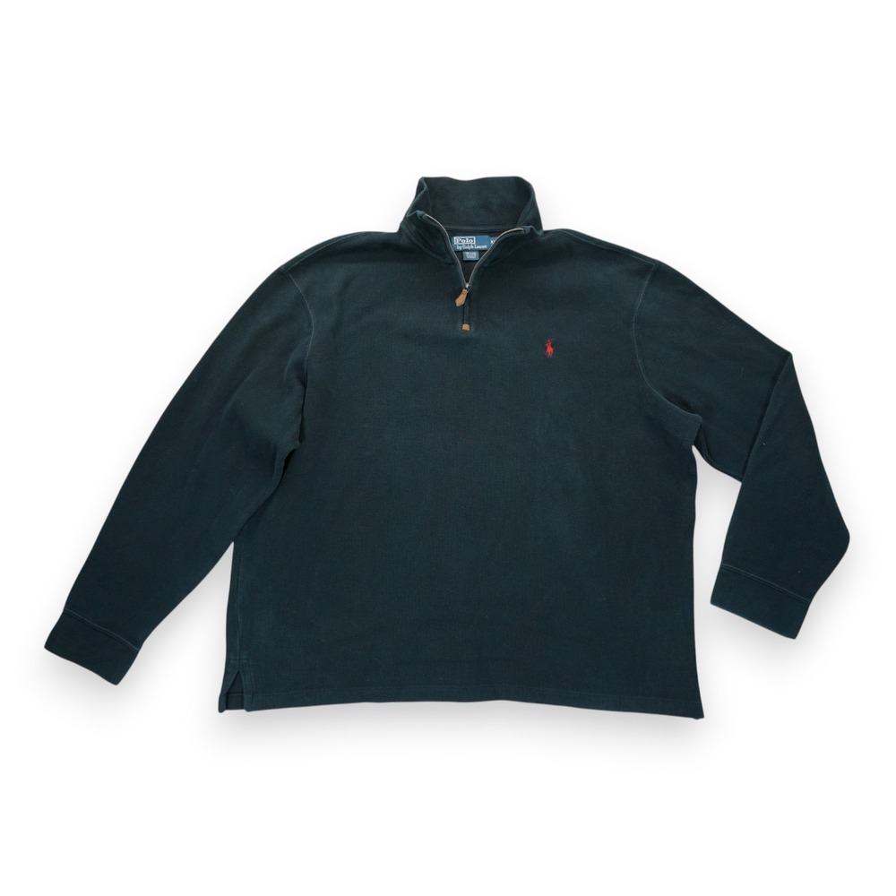 Vintage Polo Ralph Lauren Sweater Men's XXL Blue Quarter Zip Lonf‎ Sleeve